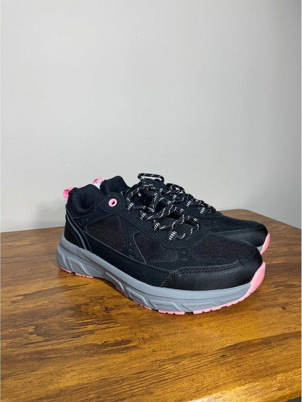 New Vively Trail Walk Sneakers Black Pink Grey Chunky Athletic Shoes Sz 8.5 - Picture 1 of 7